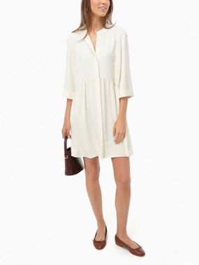 Tuckernuck Royal Ivory Cream Shirt Dress Short Women's Med Relaxed Flowy Preppy